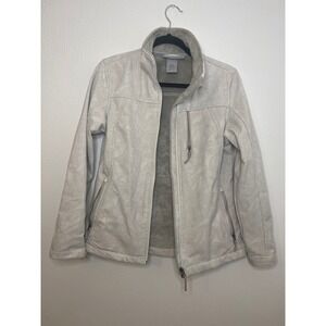 Free Country Women's Softshell Floral Print Jacket Light Gray Lined Size Small